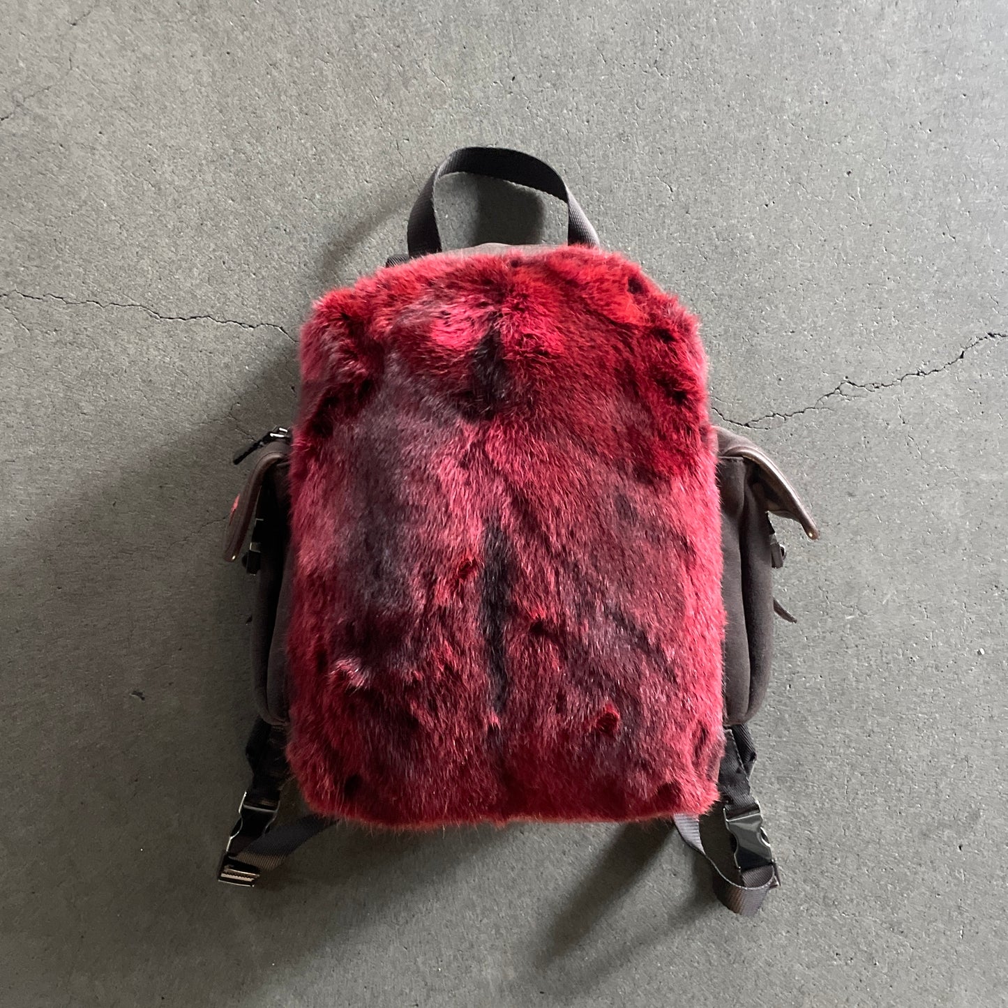 1999aw prada red fur backpack unisex