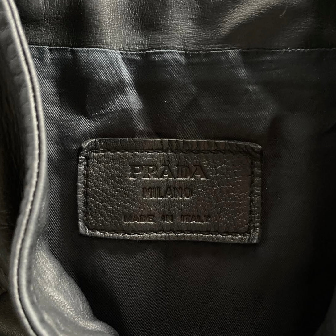 2006aw prada riders leather jacket 48