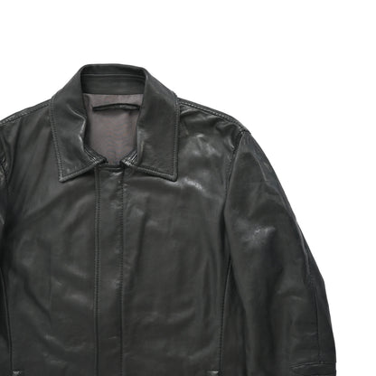 1990s salvatore ferragamo gemuine leather jacket 48