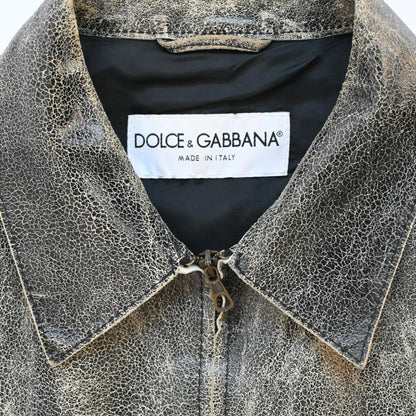 1990s dolce&gabbana vera pelle
real crushed leather jacket 54