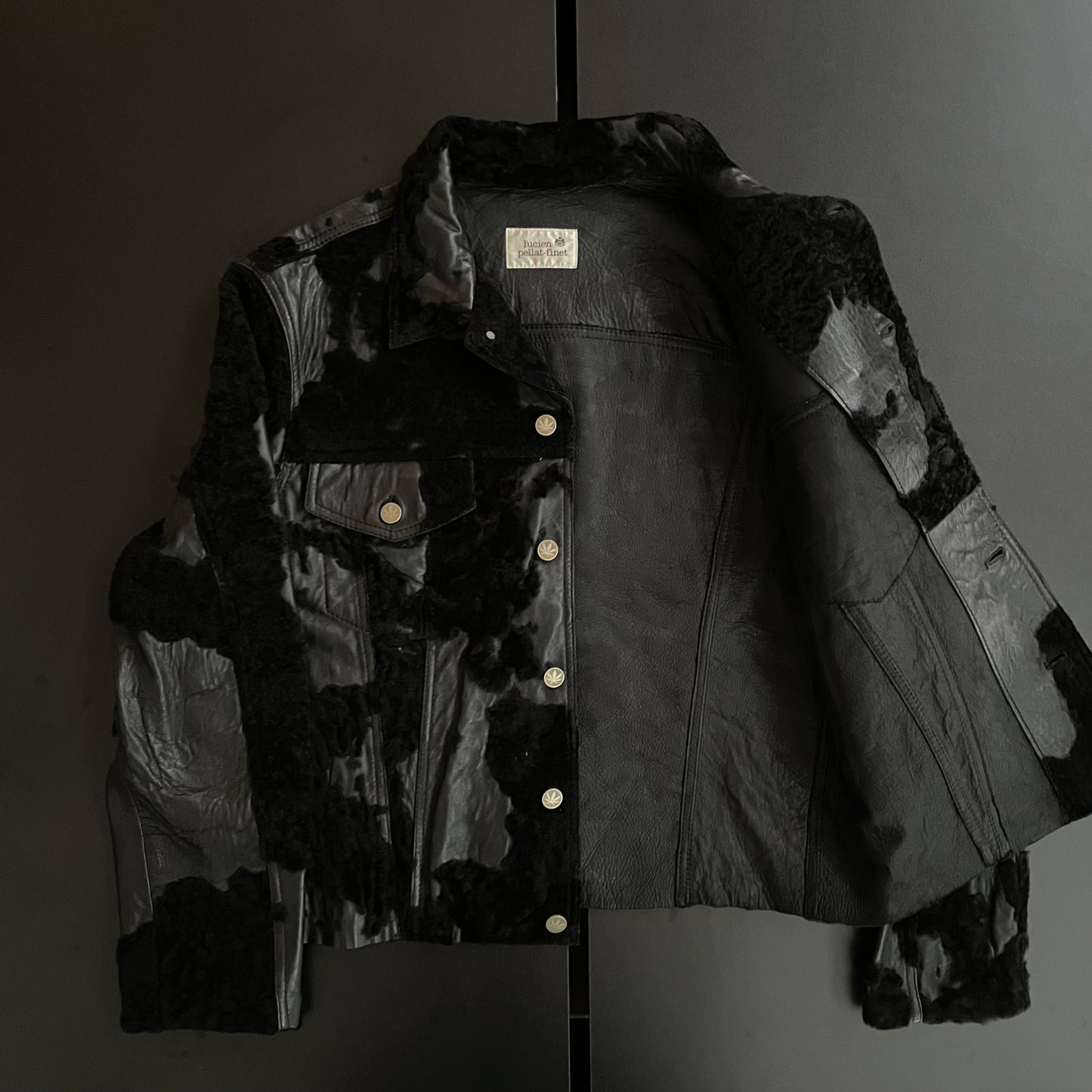 1990s lucien pellat finet fur docking leather jacket L