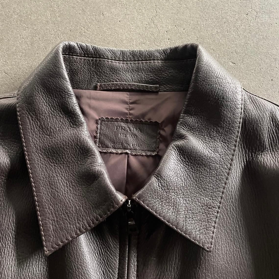 2000s prada brown leather jacket 56