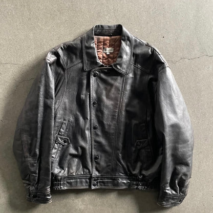 1990s dries van noten lamb leather jacket M