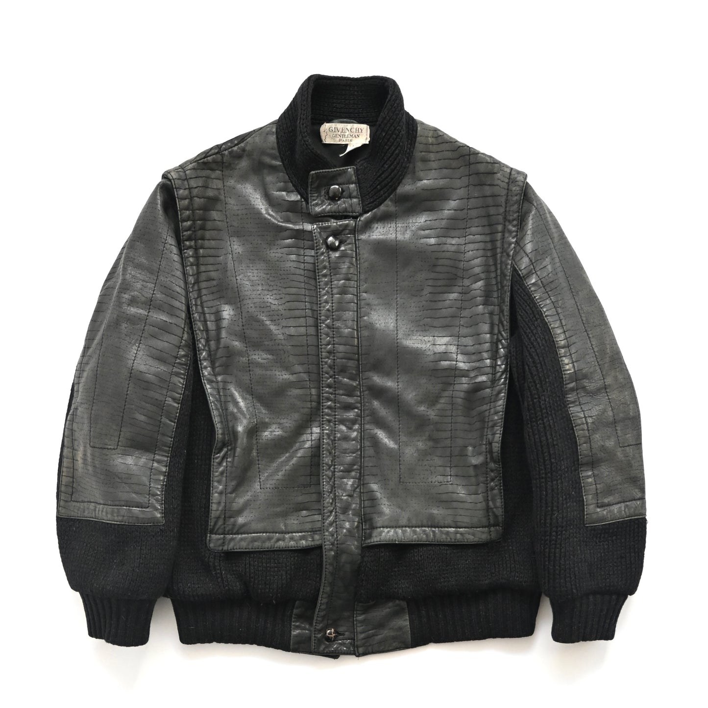 1980s givenchy leather docking wool jacket M