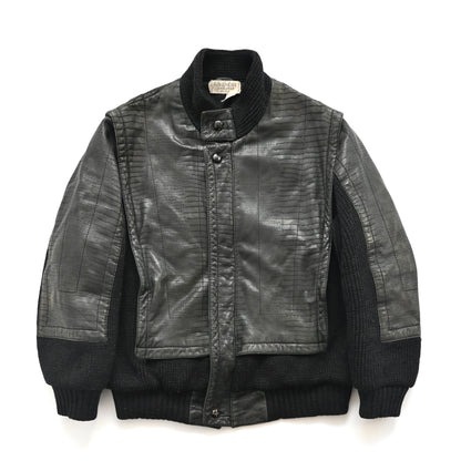 1980s givenchy leather docking wool jacket M