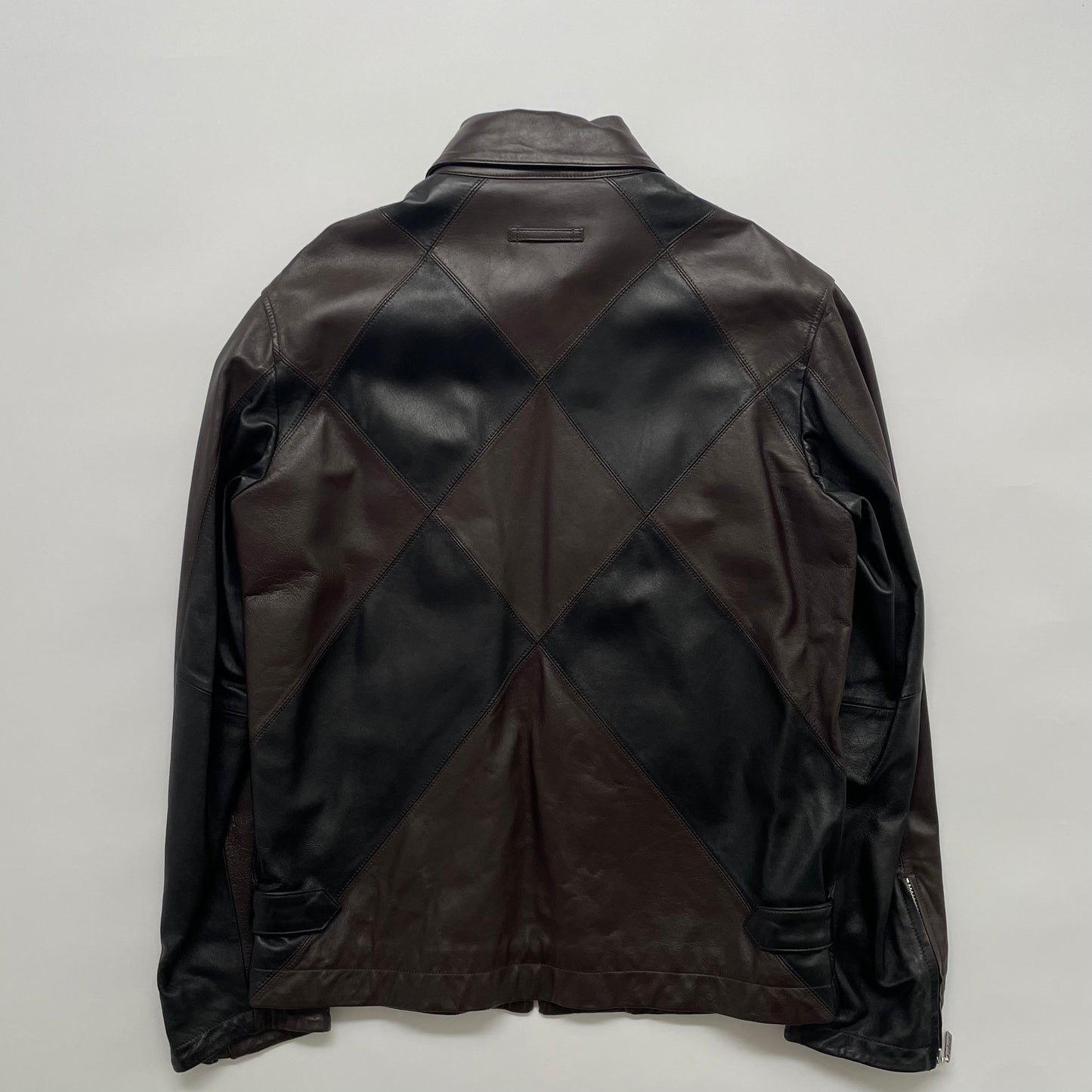 2000s jean paul gaultier argyle lamd leather jacket 48